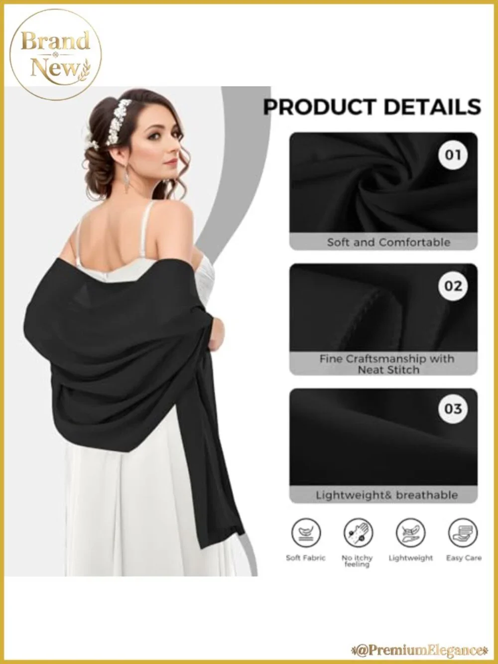 Chiffon Shawl Wrap for Women – Pashmina Bride Shawl for Evening Dresses &
